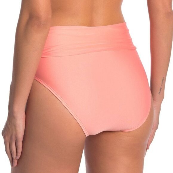 Athena Solid High Waist Ruched Bikini Bottoms - Picture 2 of 8